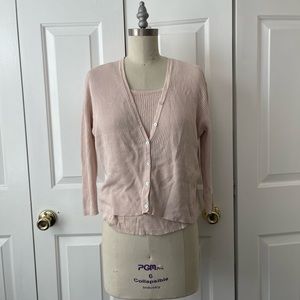 City Silk Light Pink Tank and Cardigan Set 70% Silk